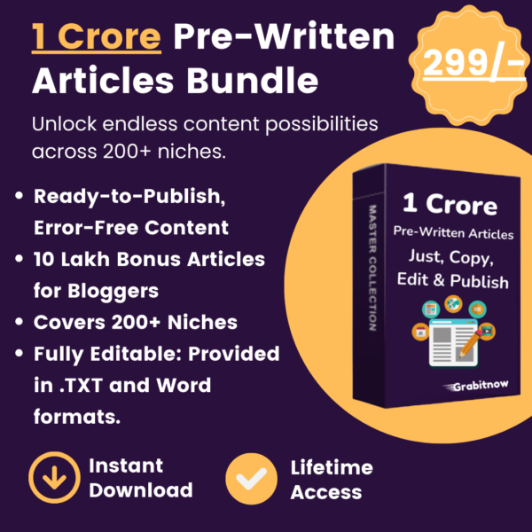 1 Crore Pre-Written Articles Bundle